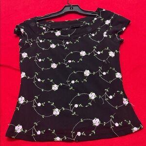 Floral Black Top